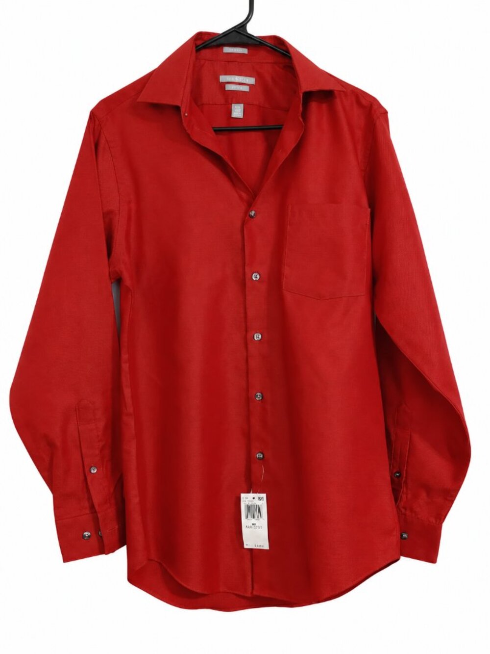SIZE 14.5 Mens Van Heusen Fitted Long Sleeve Button Front Dress Shirt, Menswear